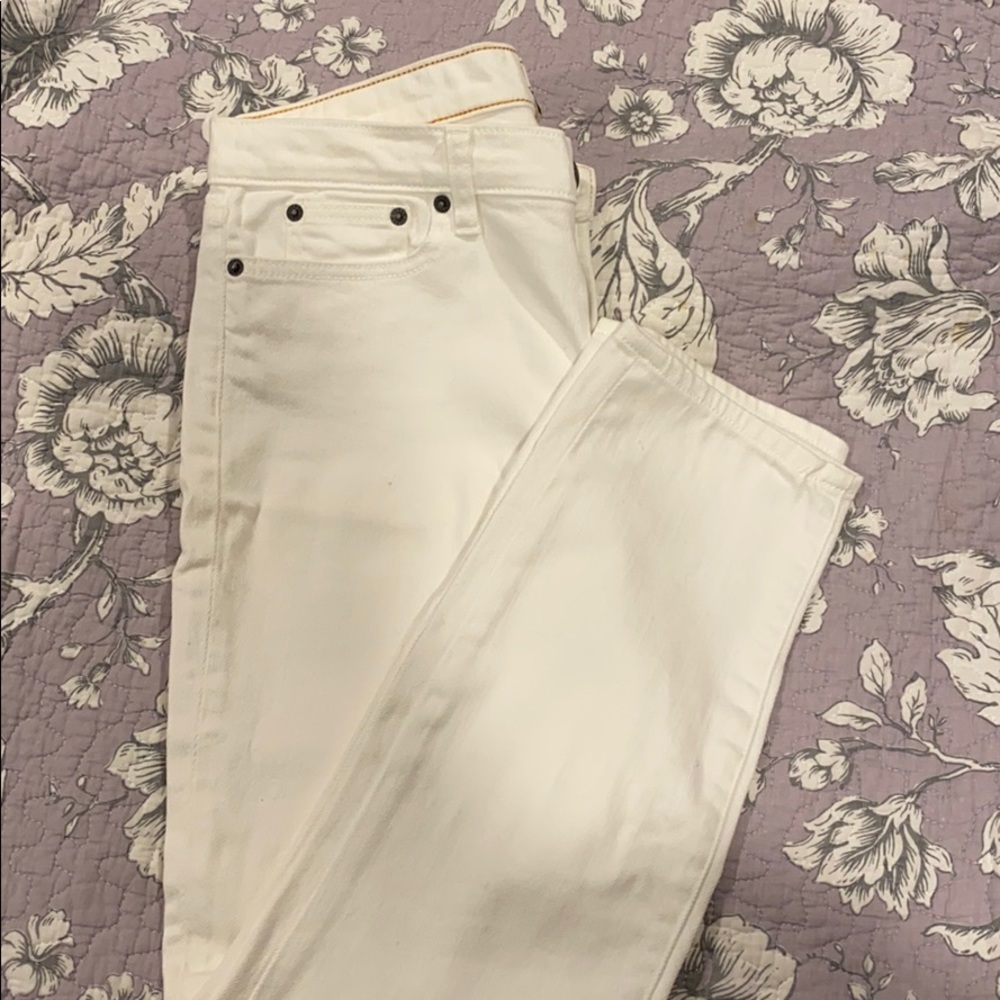 J. Crew Stretch Cropped Ankle White Jeans